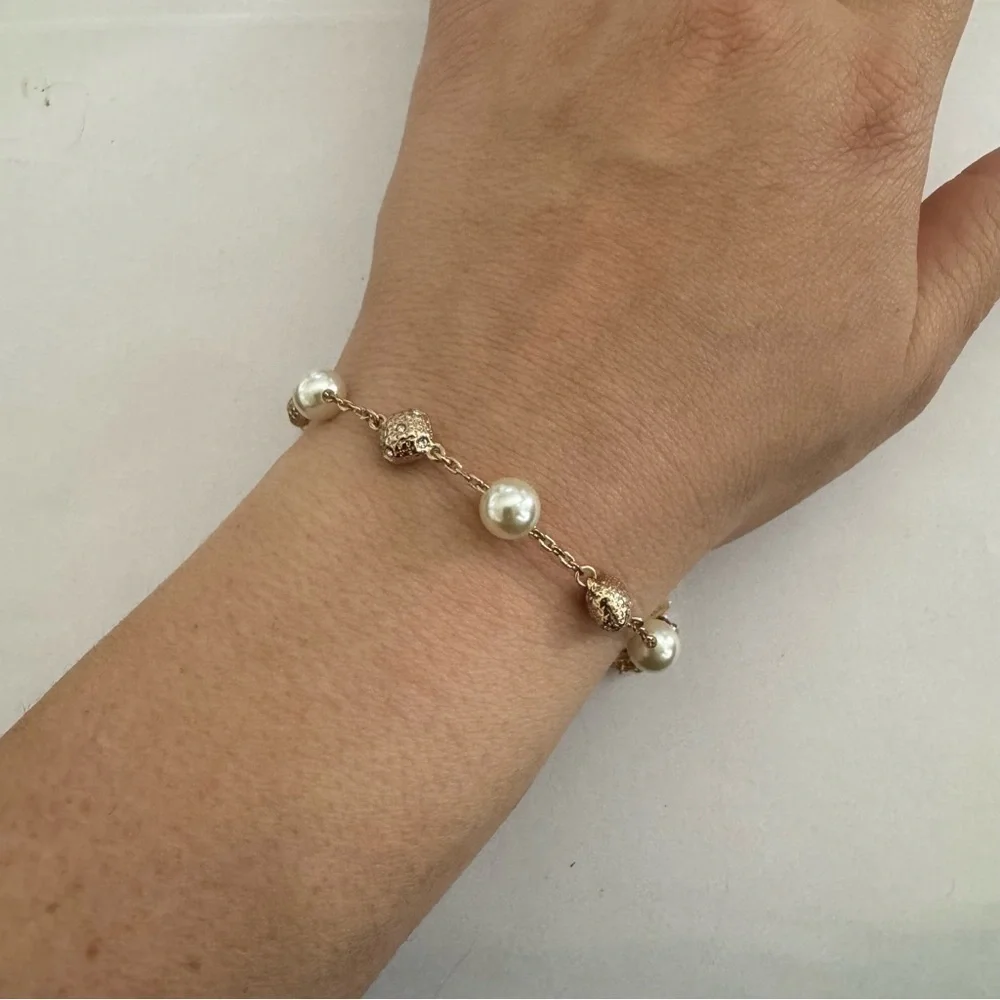 Vintage Rare GPK Faux Pearl Gold Accents Lobster Clasp Bracelet